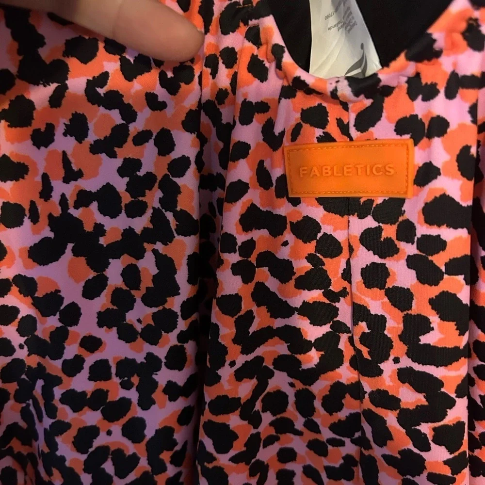 NWT Fabletics 4X Scoop Tie Back Shaping One-Piece Swimsuit Animal Print